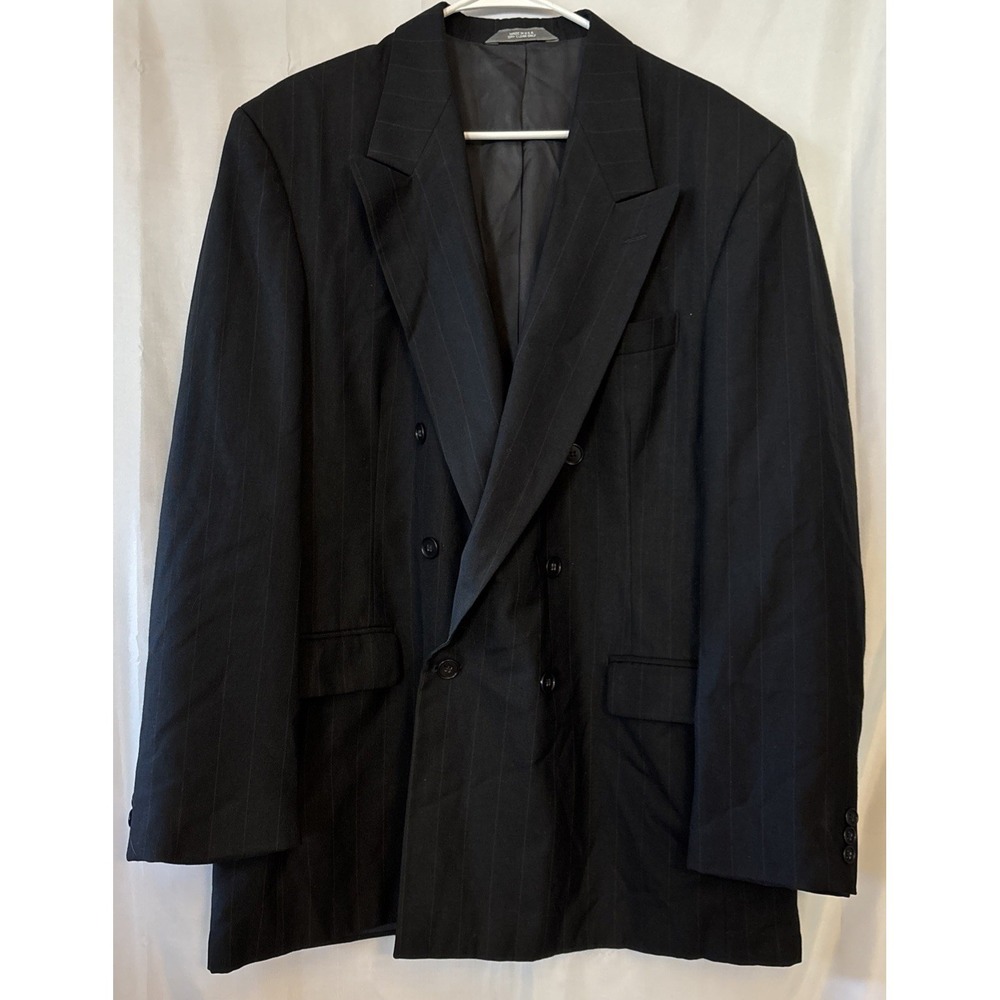 Vtg Haggar Imperial Sports Coat Blazer‎  Men Charcoal Dbl Breasted USA PTP 24"